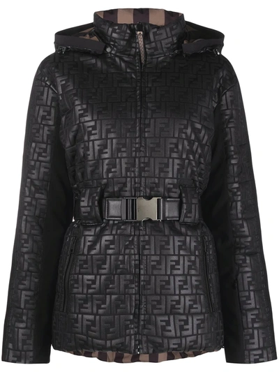 Shop Fendi Ff-motif Reversible Padded Jacket In Black