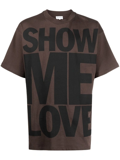 Shop Honey Fucking Dijon Show Me Love Print T-shirt In Brown