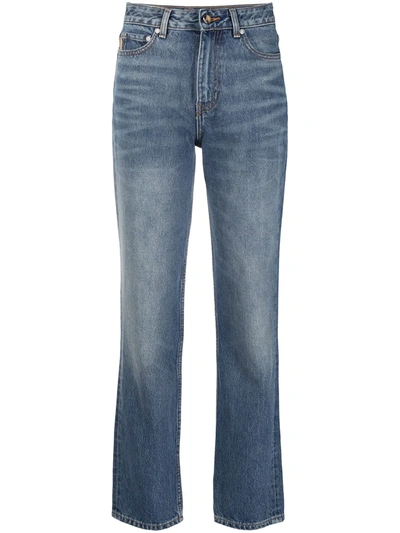 Shop Ganni High-waisted Straight-leg Jeans In Blue