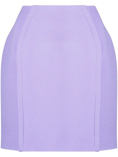 Shop Versace High-waisted Panelled Mini Skirt In Purple