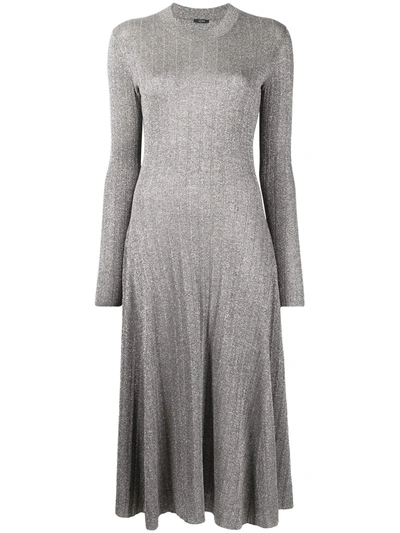 Shop Joseph Diva Ribbed Knitted Dress In Grey
