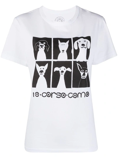 Shop 10 Corso Como Dog-print Cotton T-shirt In White