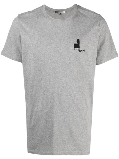 Shop Isabel Marant Logo-print Cotton T-shirt In Grey