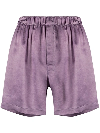 Shop Bottega Veneta Pull-on Satin Shorts In Purple