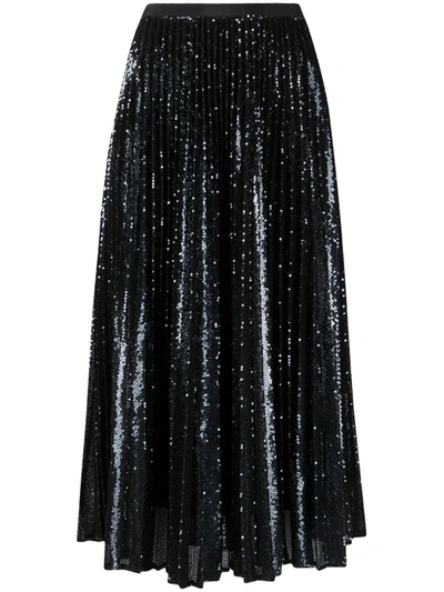 Shop Joseph Sparkle Sequinned Pleated Skirt In Black