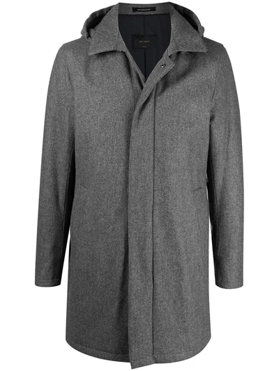 Shop Dell'oglio Hooded Single Breasted Coat In Grey