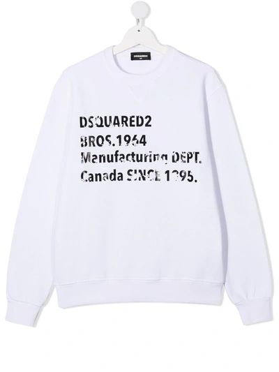 Shop Dsquared2 Teen Logo-print Sweatshirt In White