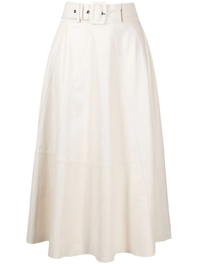 Shop Incentive! Cashmere Belted Leather Midi-skirt In White