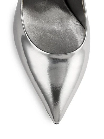 Shop Casadei Blade Metal-heeled Metallic Leather Pumps In Silver