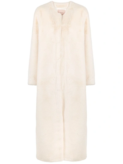 TWINSET LONG FAUX-FUR COAT 