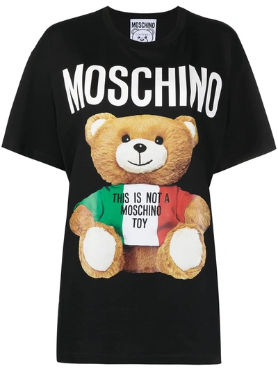 Shop Moschino Teddy-print Logo T-shirt In Black