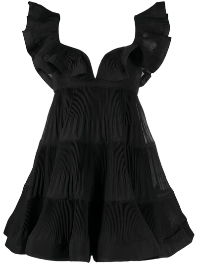 Shop Zimmermann Ruffle-trimmed Mini Dress In Black