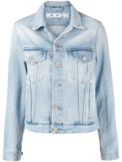 Shop Off-white Floral Arrows Print Denim Jacket In Blue