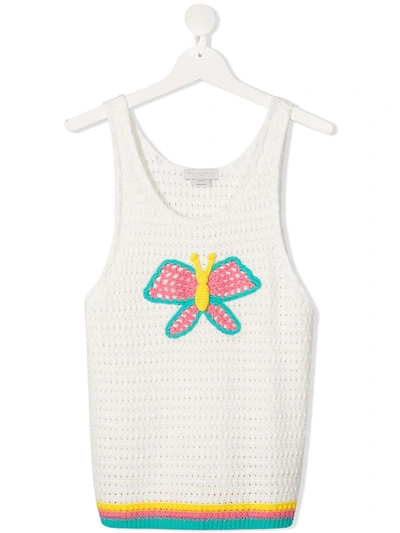 Shop Stella Mccartney Teen Butterfly Knitted Vest Top In White