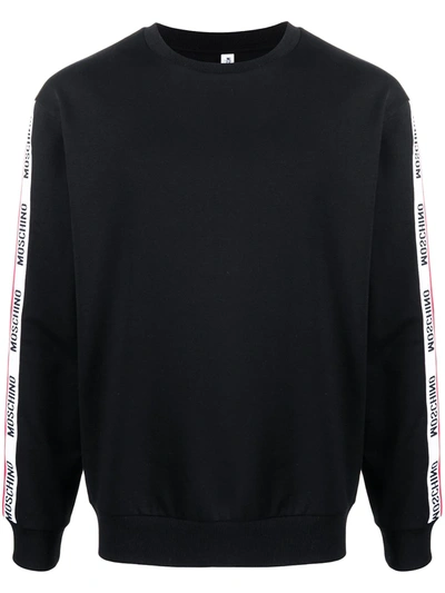 Shop Moschino Logo-tape Long-sleeve Sweatshirt In Black