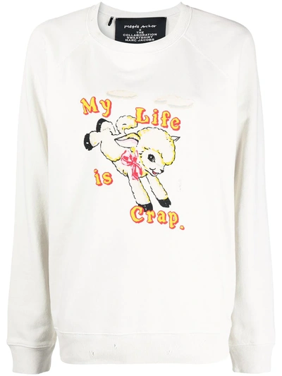 Shop Marc Jacobs Graphic-print Cotton Sweatshirt In Neutrals