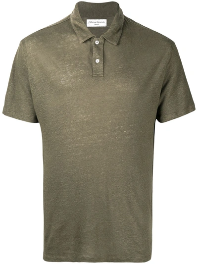 Shop Officine Generale Linen Polo Shirt In Green