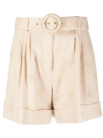 Shop Zimmermann Belted Tailored Shorts In Neutrals