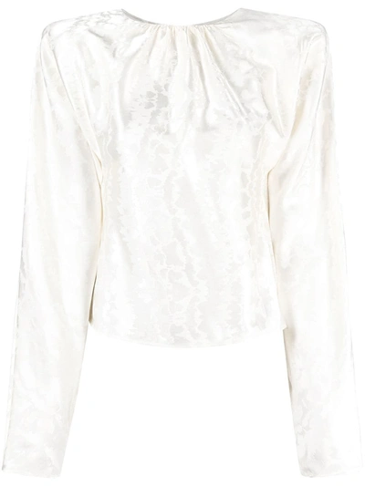 Shop Attico Padded-shoulder Jacquard Blouse In White