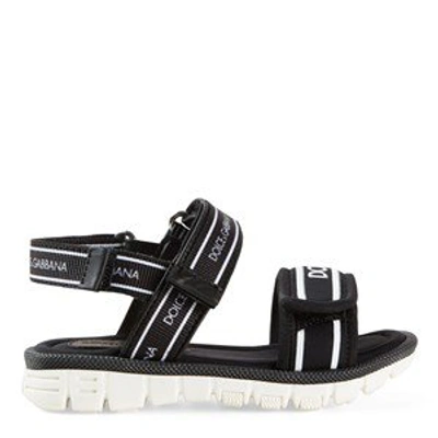 Shop Dolce & Gabbana Black Logo Sandals