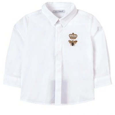 Shop Dolce & Gabbana White Embroidered Logo Shirt