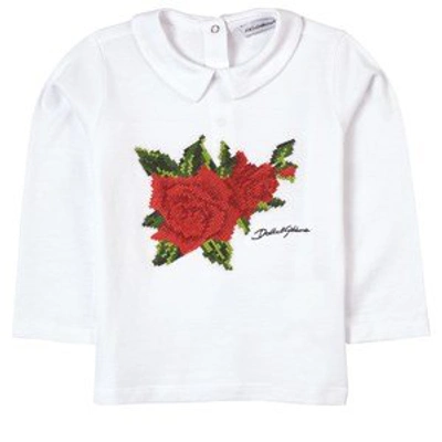 Shop Dolce & Gabbana White Embroidered T-shirt