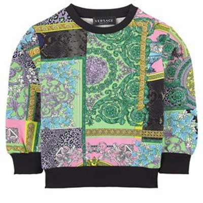 Shop Versace Multicolour Heritage Print Sweatshirt In Green