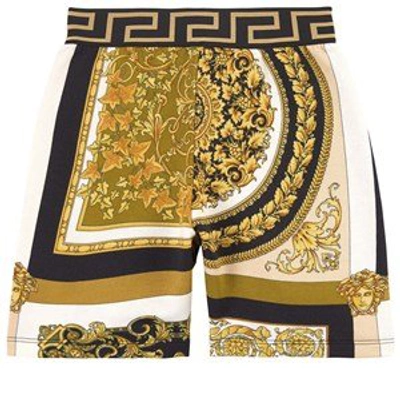 Shop Versace Gold Heritage Print Shorts