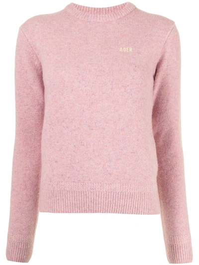 Shop Ader Error Logo-print Rib-trimmed Jumper In Pink