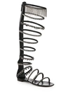 GIUSEPPE ZANOTTI Chain-Trimmed Satin Knee-High Sandals
