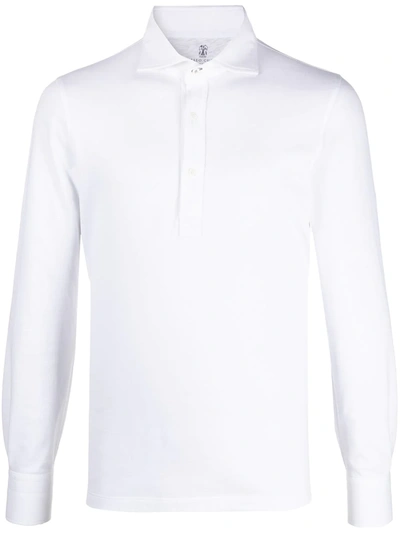 Shop Brunello Cucinelli Long-sleeved Polo Shirt In White