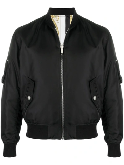 Shop Versace Logo Pocket Bomber Jacket In Black