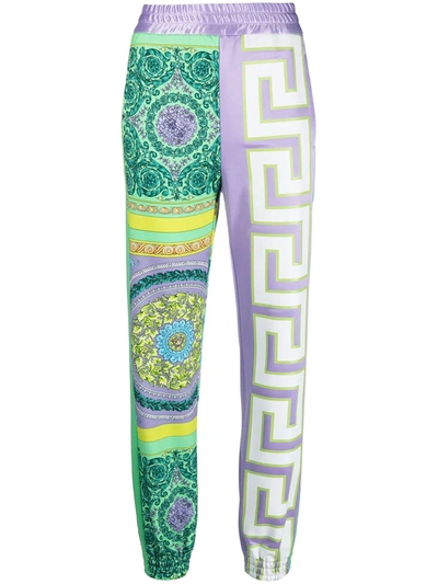 Shop Versace Panelled Baroque Track Trousers In Purple
