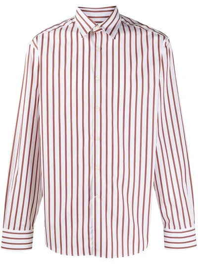 Shop Lanvin Striped Long-sleeve Shirt In White