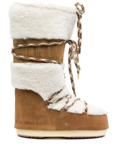 Shop Moon Boot Lab69 Icon Shearling Snow Boots In Neutrals