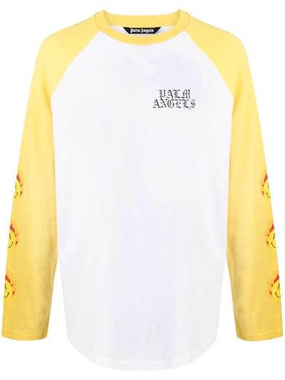 Shop Palm Angels Burning Head Long-sleeved T-shirt In White