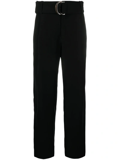 Shop Vince Belted Wide Leg Trousers In Black