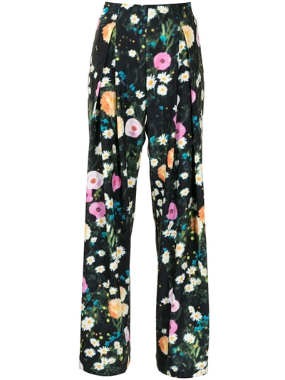 Shop Stine Goya Lolle Floral Print Trousers In Black
