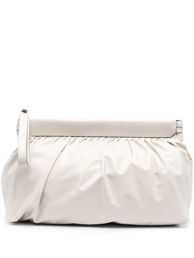 Shop Isabel Marant Luz Leather Clutch Bag In Neutrals