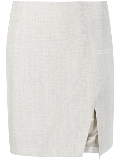 Shop Off-white Front-slit Mini Skirt In Grey