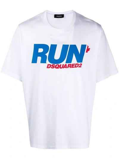 Shop Dsquared2 Run-print Short-sleeve T-shirt In White