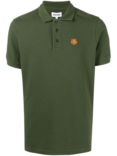 Shop Kenzo Tiger Motif Cotton Polo Shirt In Green