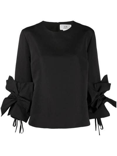 Shop Victoria Victoria Beckham Gathered-sleeve Blouse In Black