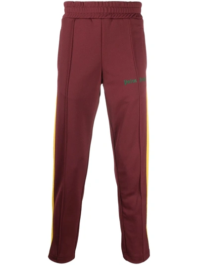 Shop Palm Angels Logo-print Striped Track Pants In Red