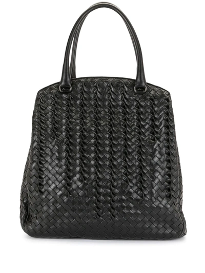 Pre-owned Bottega Veneta Intrecciato Weave Tote Bag In Black