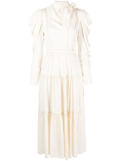 Shop Ulla Johnson Daphne Tiered Midi Dress In White