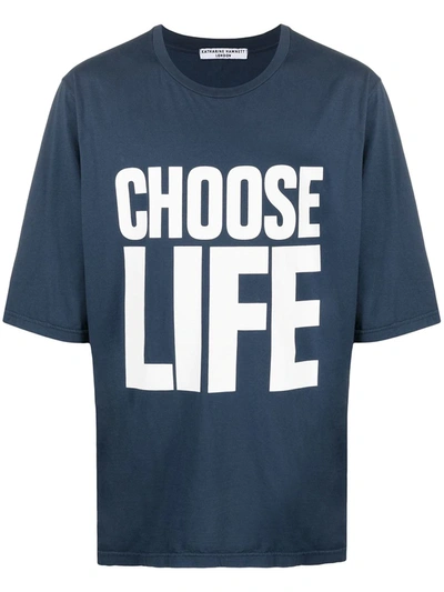 Shop Katharine Hamnett Choose Life Print T-shirt In Blue