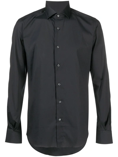 Xacus Long-sleeved Button-down Shirt In Black