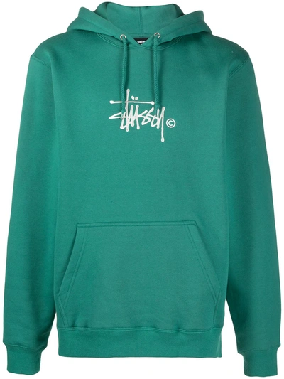 Shop Stussy Stock App. Embroidered Logo Hoodie In Green