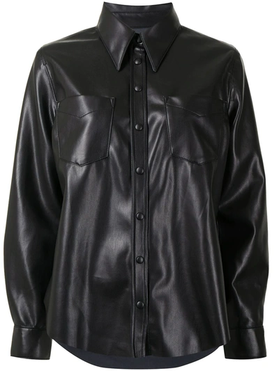 Shop Agolde Faux-leather Shirt In Black